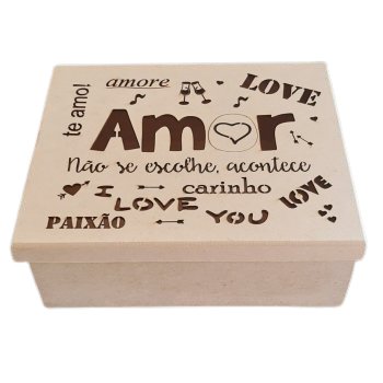 Caixa Presente Dia Dos Namorados Amor Love Mdf 23 X 19 X 8cm