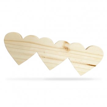 Tábua De Pinus 3 Corações 43 X 14 Cm